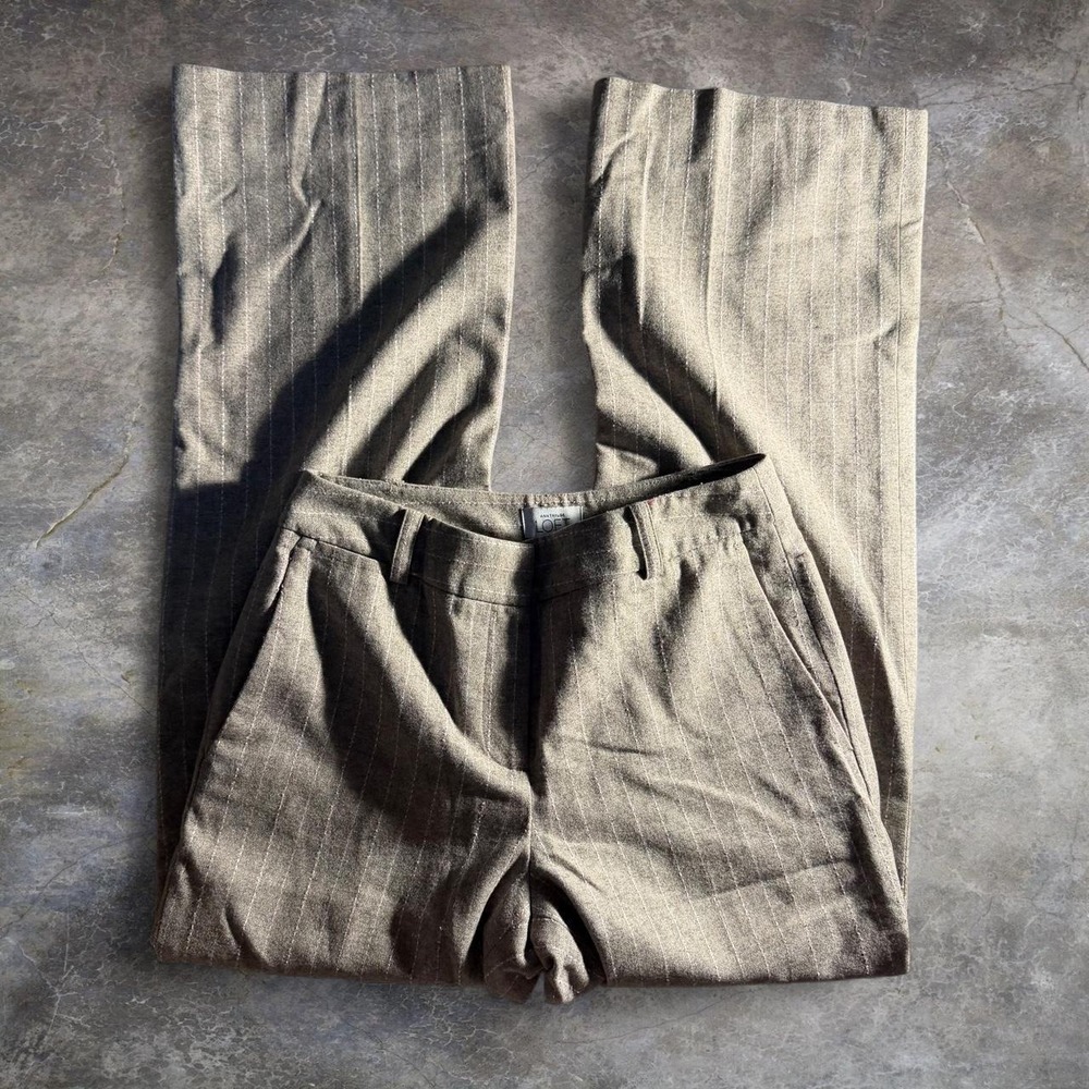 Ann Taylor Loft Gray Pinstripe Wool Blend Dress Office Siren Pants Womens Size 2